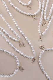 PEARL RHINESTONE INITIA NECKLACE