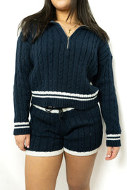 CABLE KNIT SET ZIP UP