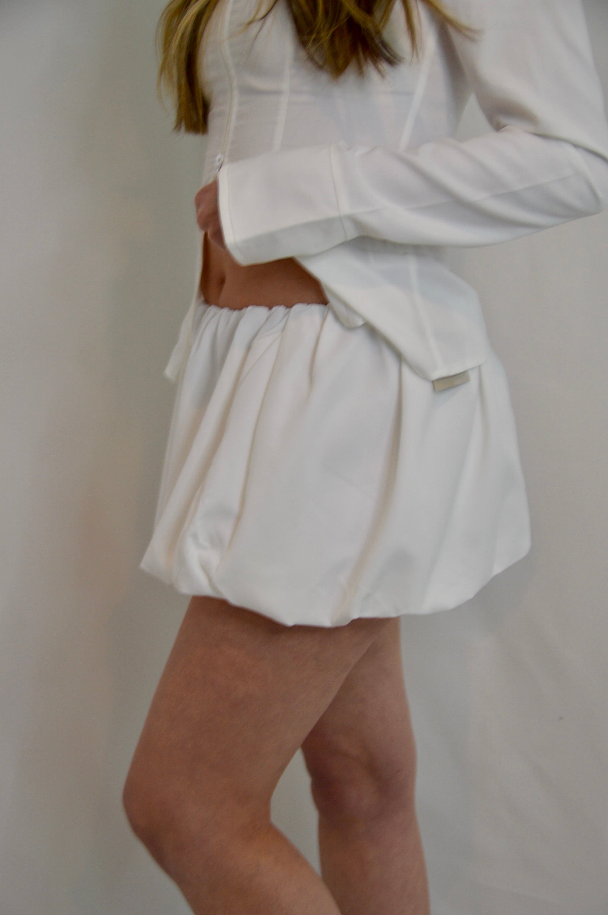 WHITE BUBBLE SKIRT SET