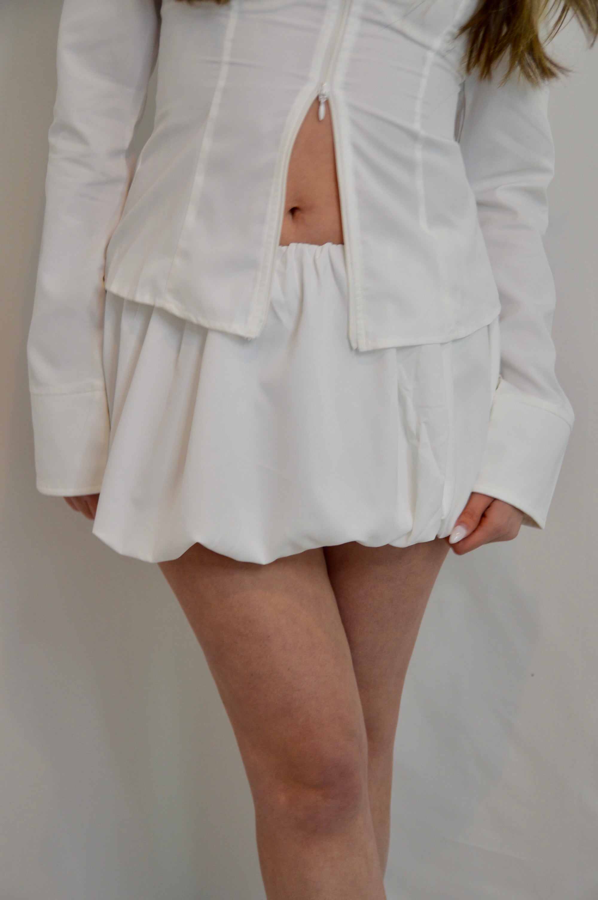 WHITE BUBBLE SKIRT SET